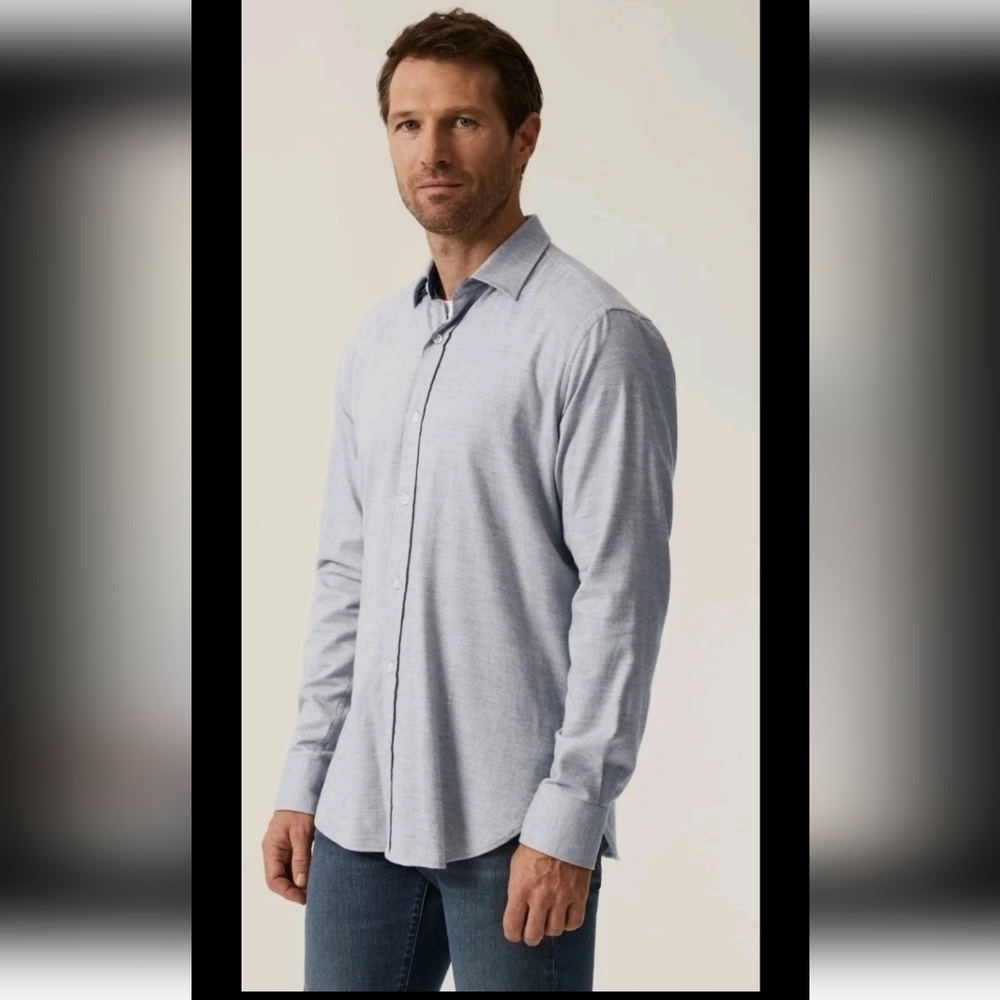 John Varvatos Usa Mens Gray Lightweight Button Down Shirt L